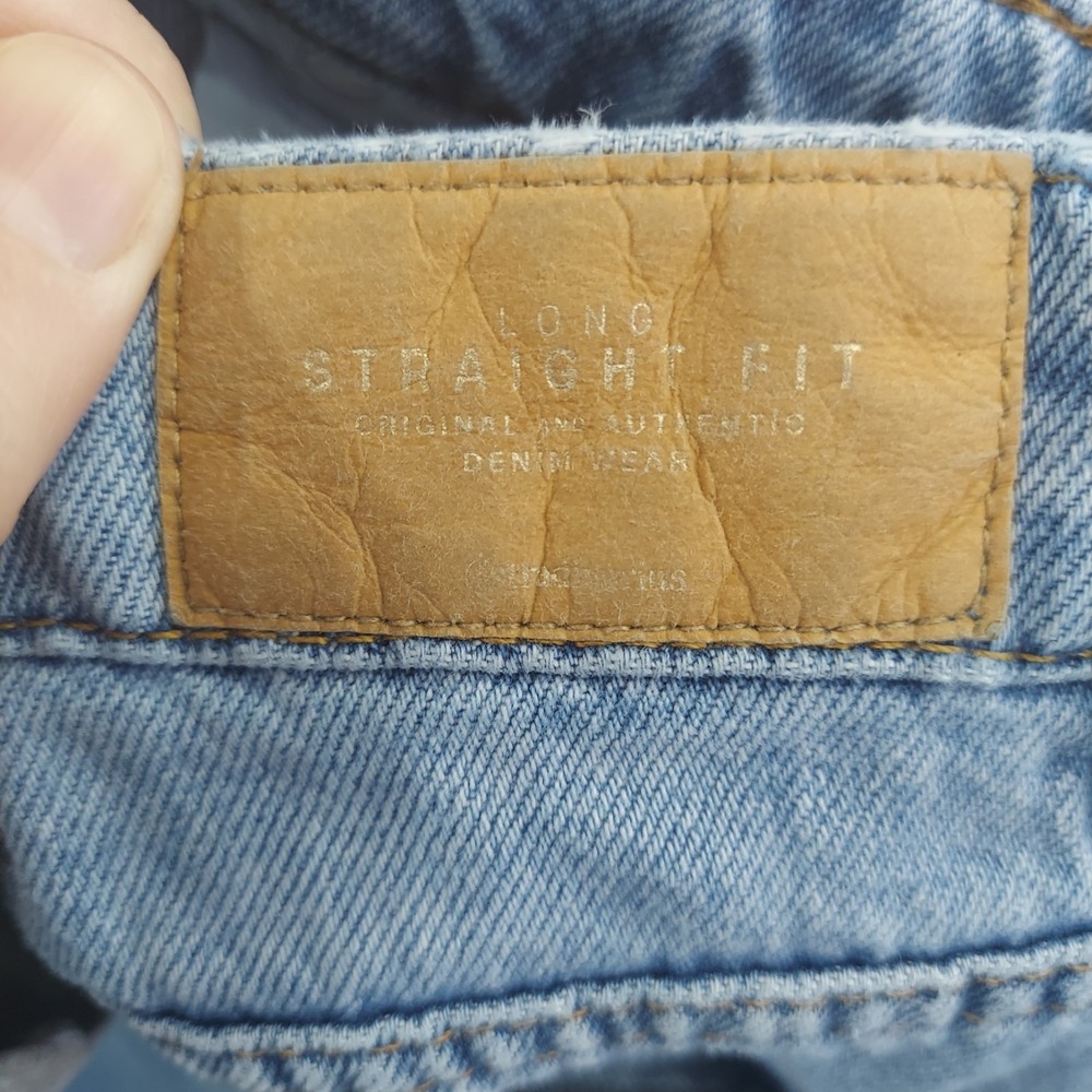 Stradivarius Straight Leg Jeans Women Size 2 Light Distressed Raw Hem High Rise - Picture 11 of 12